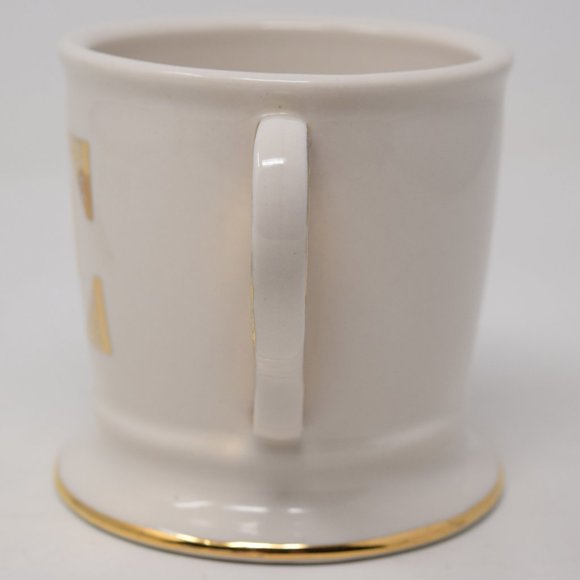 Anthropologie Mug E Initial Gold Trim Shaving Cup Monogram Typeface Boho 14 oz - Picture 3 of 16